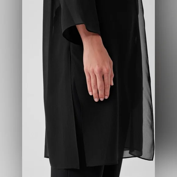 Eileen Fisher Sheer 100% Silk Georgette Jacket – Oversized Petite Small, NWOT - Picture 3 of 11
